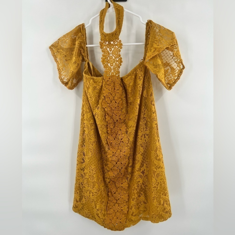 City Triangle’s mustard gold halter cold shoulder dress XS
